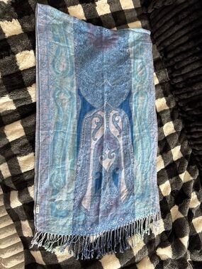 croft & barrow Blue and Purple Paisley Scarf with Fringe